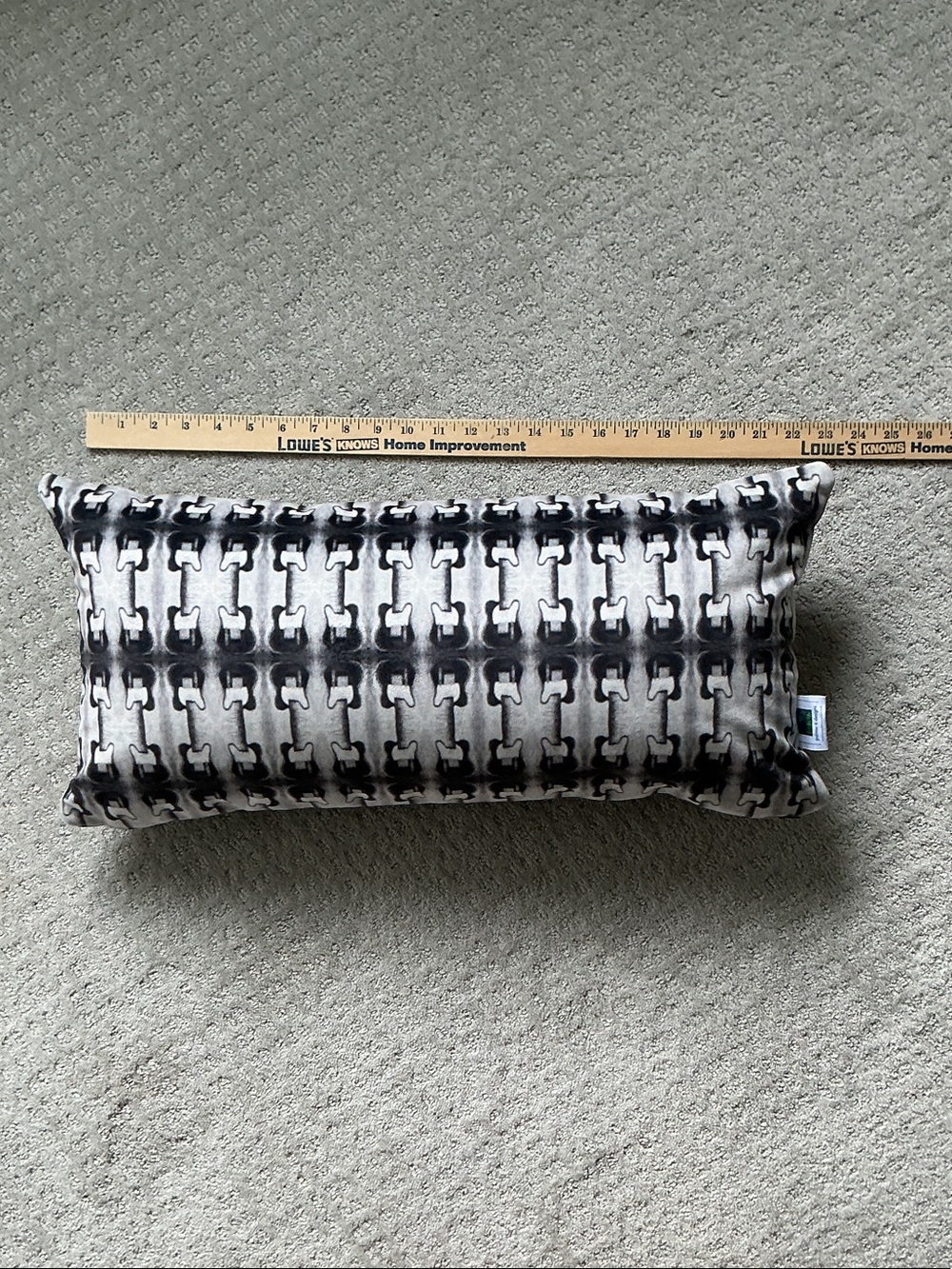 Black & white Gray telecaster guitar Patterned Rectangular 10x24 Throw Pillow